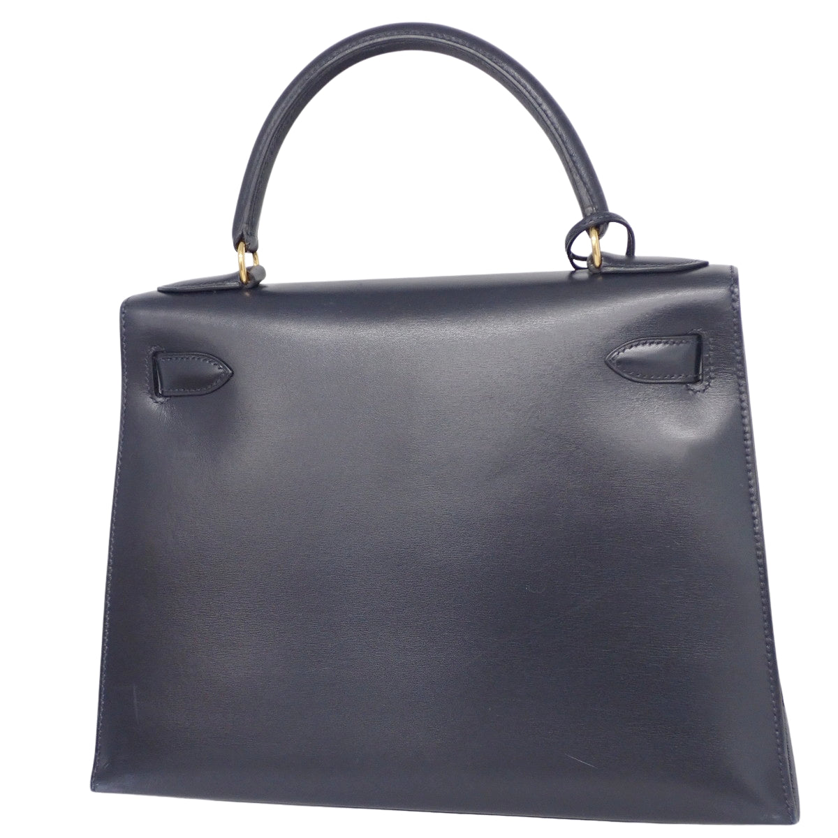 ケリー28 (外縫い) ボックスカーフ ネイビー ゴールド金具 〇V刻印