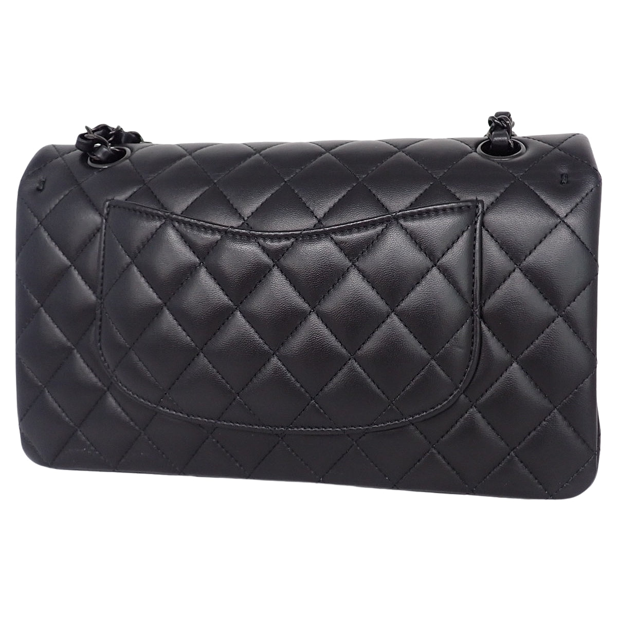 マトラッセ ココマーク Wフラップ25 チェーンショルダーバッグ ラムスキン ブラック A01112 ソーブラック