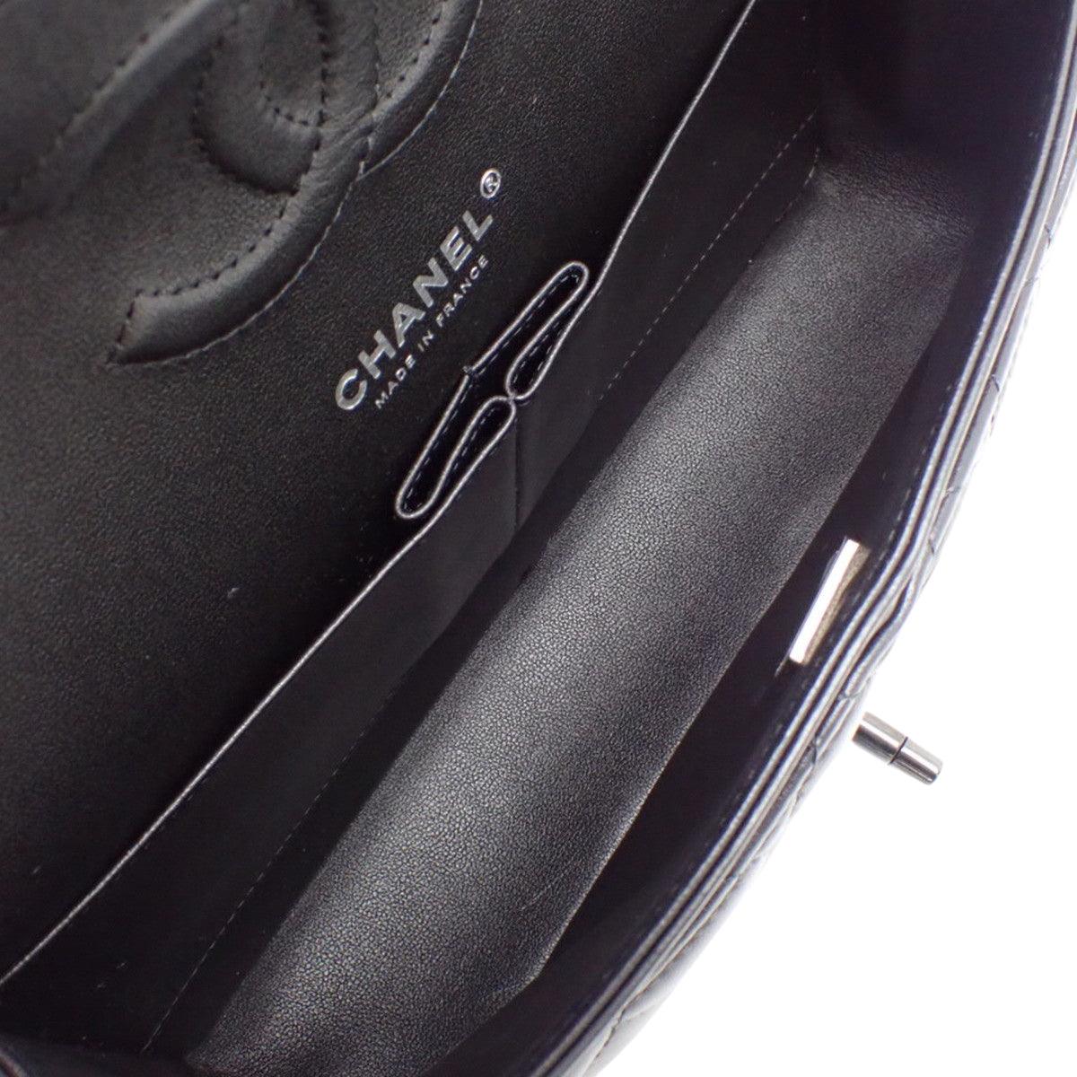 マトラッセ ココマーク Wフラップ25 チェーンショルダーバッグ ラムスキン ブラック A01112 ソーブラック