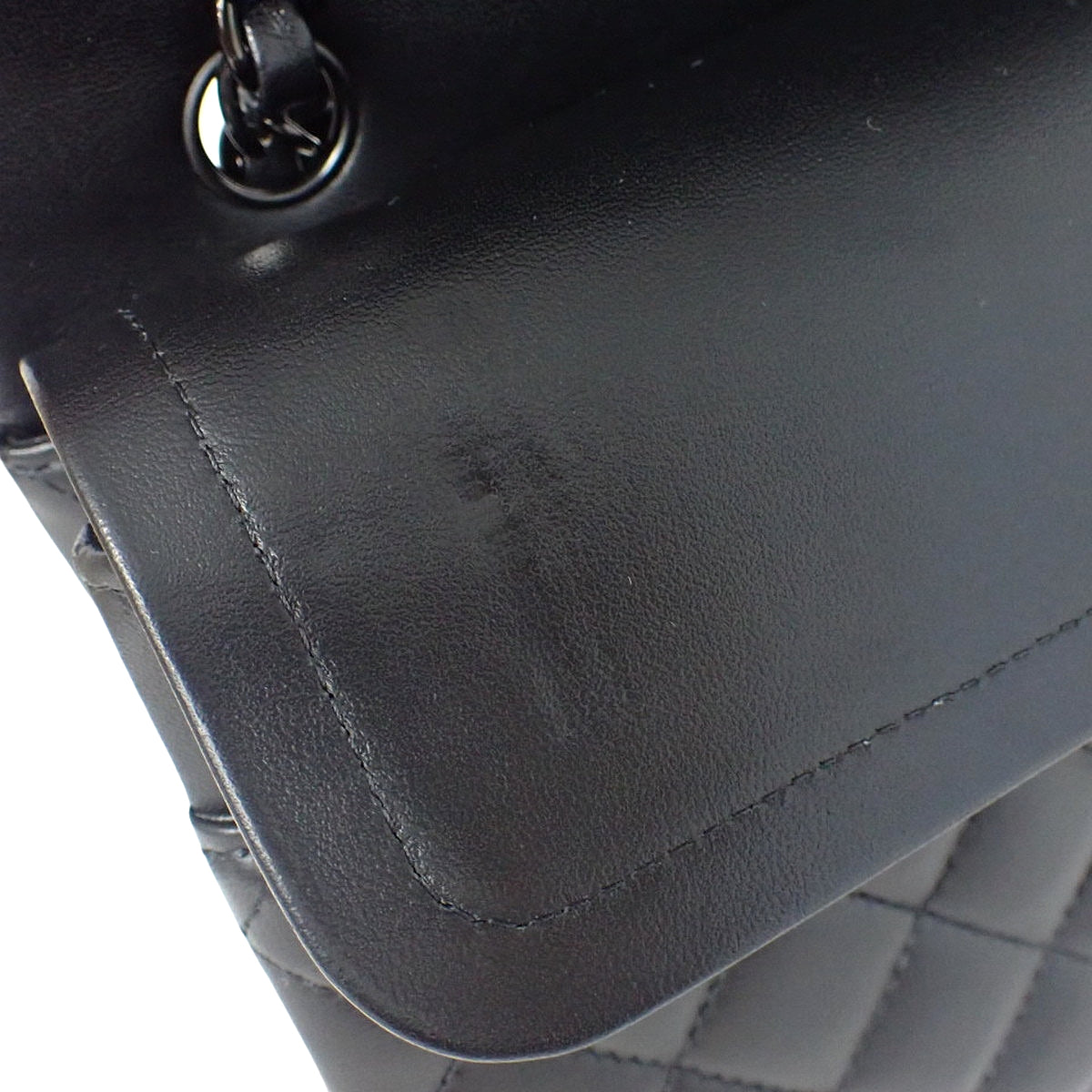 マトラッセ ココマーク Wフラップ25 チェーンショルダーバッグ ラムスキン ブラック A01112 ソーブラック