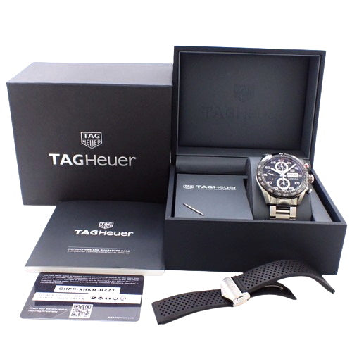 [2022 Warranty] Carrera Caliber 16 Chronograph CBN2A1AA.FT6228 Stainless Steel Automatic Watch, Purchased in July 2022, Black and Silver