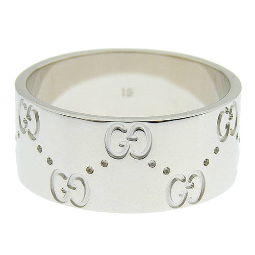 Icon Wide Ring, 18K White Gold, WG, Accessory, Jewelry, Size 18 (58)