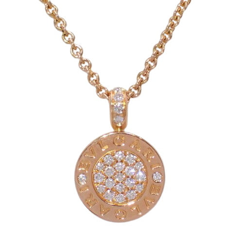 Bvlgari Bvlgari Pavé Diamond Pendant with Diamond and Green Jade, CL857286, 18K Pink Gold, PG, Accessories, Jewelry