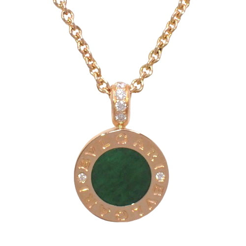 Bvlgari Bvlgari Pavé Diamond Pendant with Diamond and Green Jade, CL857286, 18K Pink Gold, PG, Accessories, Jewelry