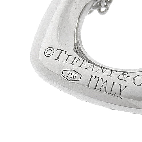 Square Circle Diamond Necklace, White Gold (K18WG), Pavé Diamond Setting.