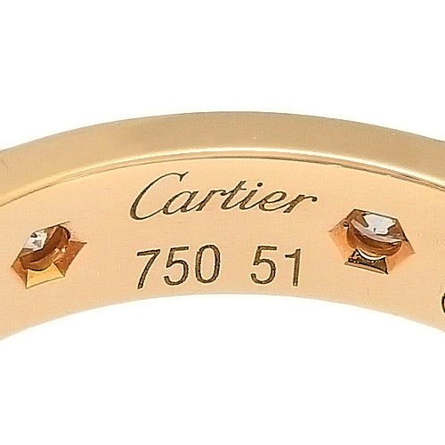 Love Collection Love Wedding Ring with Diamonds, B4050800 (current as of September 2024), 18K Pink Gold, PG, Accessory, Jewelry, Mini Love, 8 Diamonds, Size 11 (51)