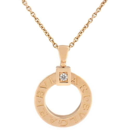 BVLGARI BVLGARI Circle Necklace with Diamond, 18K Pink Gold and PG Pendant, 1PD