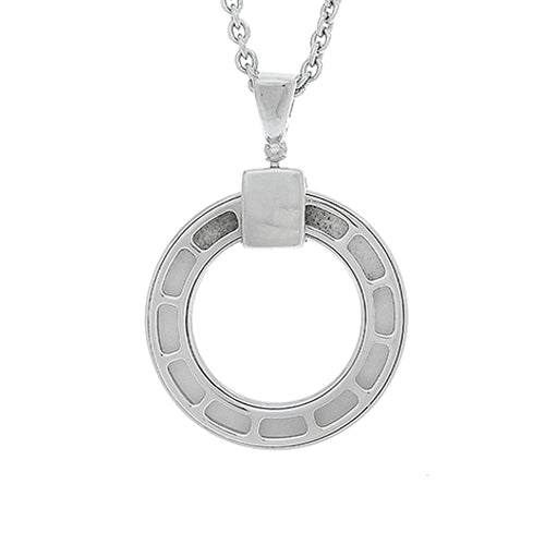 Bvlgari Bvlgari Bvlgari Bvlgari Circle Necklace with Diamonds in 18K White Gold and WG, Accessory, Jewelry, Pendant, 1PD