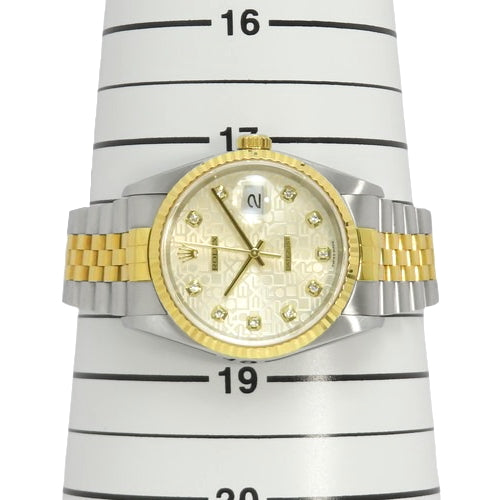 [Warranty included] Datejust 16233G, 18K Yellow Gold, YG, P serial number (2000), Automatic, Computerized, 10 Diamonds, Purchased in August 2000, Silver, Gold