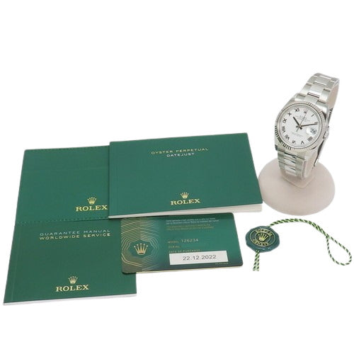 [2022 Warranty] Datejust 126234, 18K White Gold, WG, Random Number, Automatic, Oyster Bracelet, Purchased December 2022, White, Silver