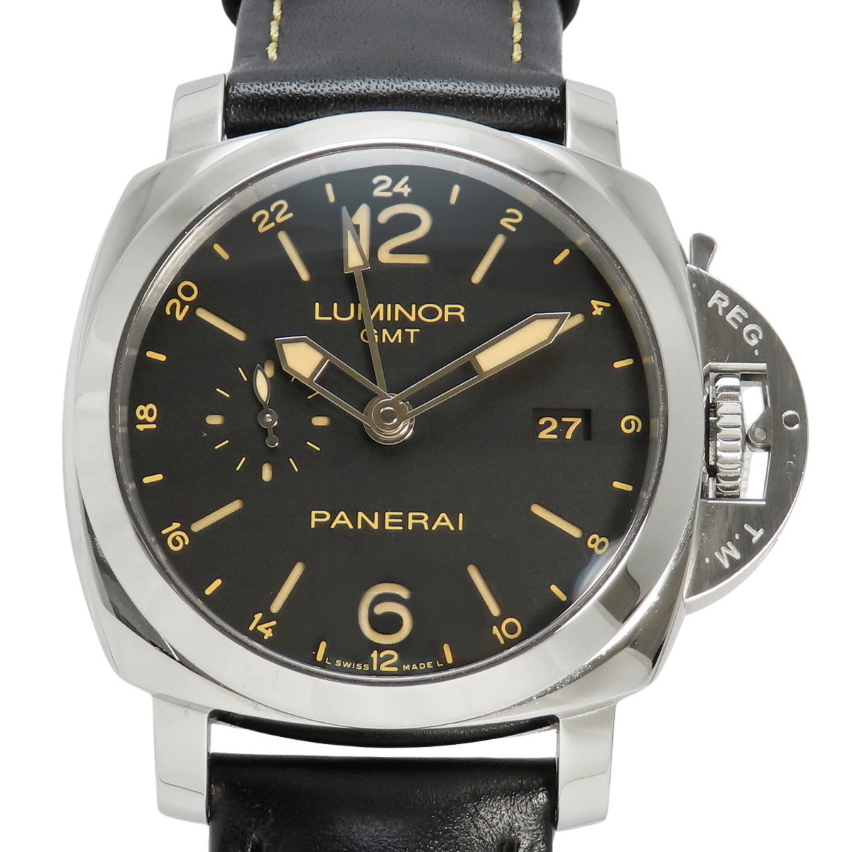 【保証書付】ルミノール 1950 3デイズ GMT オートマティック PAM00531 SS ステンレススチール/革 自動巻き 2015年4月購入 ブラック ブラック