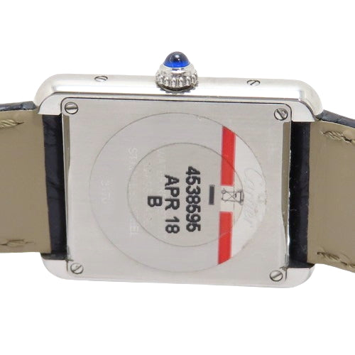 Tank Solo SM W520005 SS Stainless Steel/Leather Quartz White Black