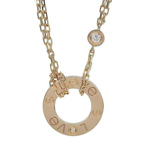 LOVE サークル ネックレス ダイヤモンド ピンクゴールド K18PG アクセサリー ジュエリー ラブサークルネックレス 2PD
