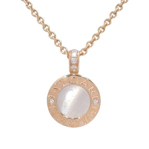 Bvlgari Bvlgari Necklace Mother-of-Pearl, Onyx, and Diamond 347761 (current as of November 2024) 18K Pink Gold PG Accessories Jewelry Mother-of-Pearl, Onyx, and Pavé Diamond Pendant [Warranty Included]