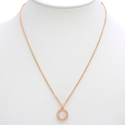 Bvlgari Bvlgari Necklace Mother-of-Pearl, Onyx, and Diamond 347761 (current as of November 2024) 18K Pink Gold PG Accessories Jewelry Mother-of-Pearl, Onyx, and Pavé Diamond Pendant [Warranty Included]