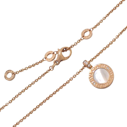 Bvlgari Bvlgari Necklace Mother-of-Pearl, Onyx, and Diamond 347761 (current as of November 2024) 18K Pink Gold PG Accessories Jewelry Mother-of-Pearl, Onyx, and Pavé Diamond Pendant [Warranty Included]