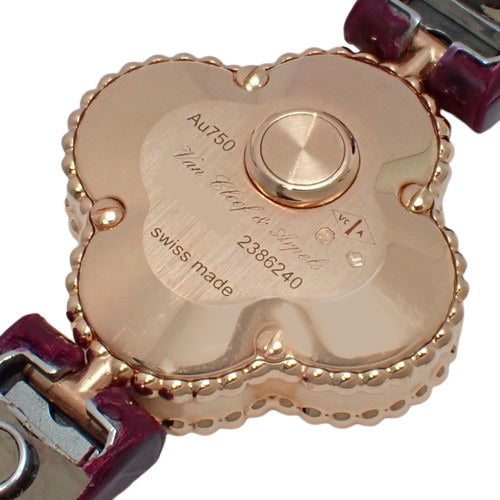 【2024年保証書付】スウィート アルハンブラ ウォッチ VCARO8SF00(2024年9月現在現行品) PG/レザー ピンクゴールド クオーツ 2024年3月購入 ホワイト ボルドー