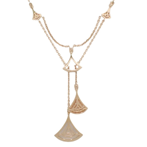 Diva's Dream Necklace with Diamond and Mother-of-Pearl 358682 (2023 Warranty) (Current as of January 2025) 18K Pink Gold PG Accessory Jewelry Pavé Fan Motif