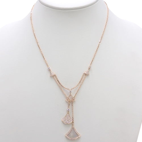 Diva's Dream Necklace with Diamond and Mother-of-Pearl 358682 (2023 Warranty) (Current as of January 2025) 18K Pink Gold PG Accessory Jewelry Pavé Fan Motif
