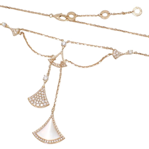 Diva's Dream Necklace with Diamond and Mother-of-Pearl 358682 (2023 Warranty) (Current as of January 2025) 18K Pink Gold PG Accessory Jewelry Pavé Fan Motif