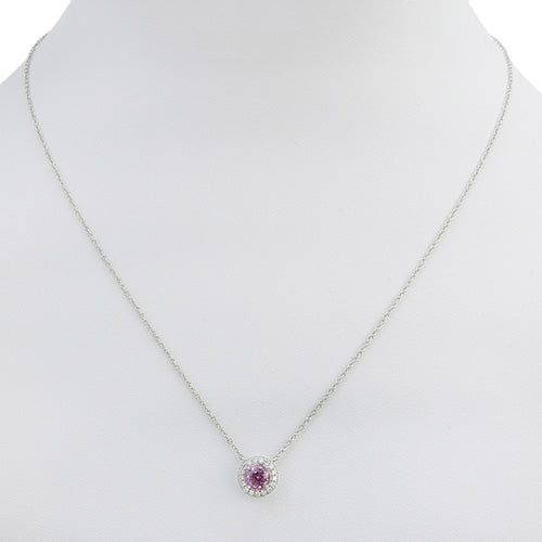 Soleste Pink Sapphire and Diamond Necklace, Pink Sapphire/Diamond, Pt950 Platinum, Accessories, Jewelry