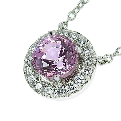 Soleste Pink Sapphire and Diamond Necklace, Pink Sapphire/Diamond, Pt950 Platinum, Accessories, Jewelry