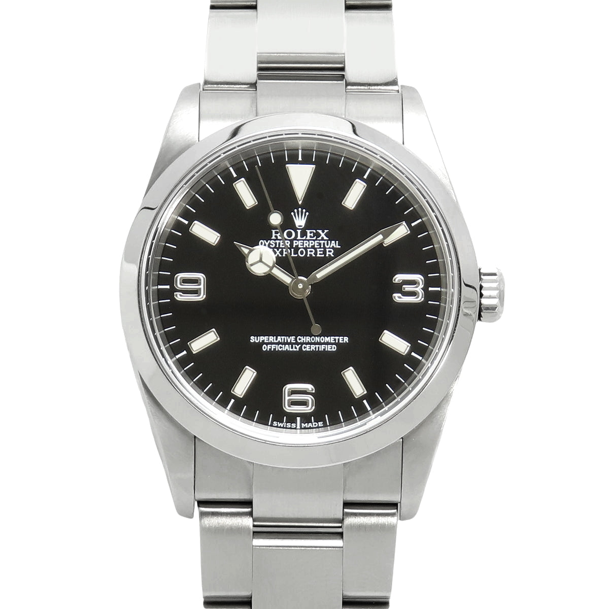 [含保修] 114270 Explorer 1 不锈钢 Y-Serial（2002 年）自动腕表，购买于 2003 年 8 月，黑色和银色
