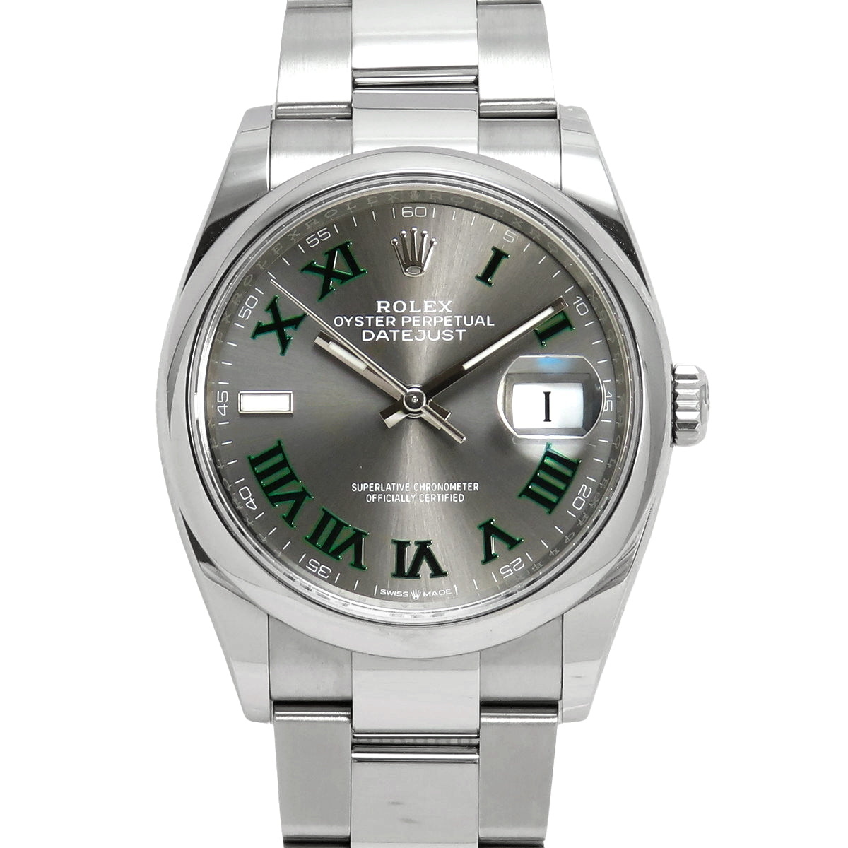 [2024 Warranty] 126200 Datejust 36 Stainless Steel Automatic with Random Number, Slate Roman Oyster Bracelet, Gray and Silver, Purchased in May 2024