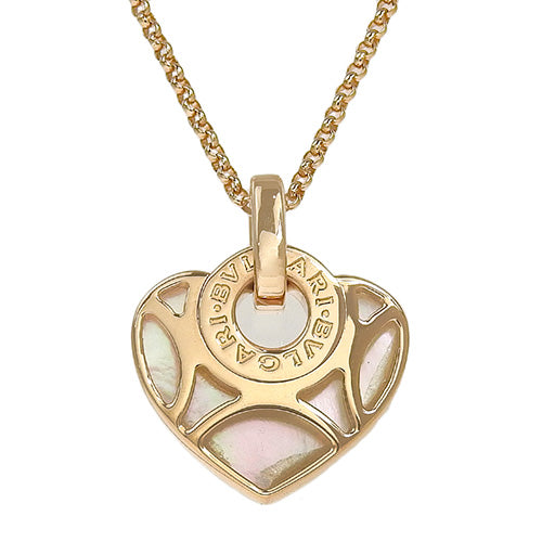 Bvlgari Bvlgari Cuore Necklace Mother of Pearl 350657 in 18K Pink Gold and PG. Accessory. Jewelry. Heart Motif Mother of Pearl Pendant.