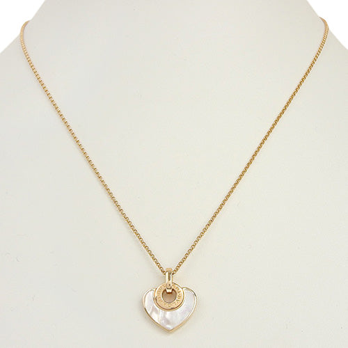 Bvlgari Bvlgari Cuore Necklace Mother of Pearl 350657 in 18K Pink Gold and PG. Accessory. Jewelry. Heart Motif Mother of Pearl Pendant.