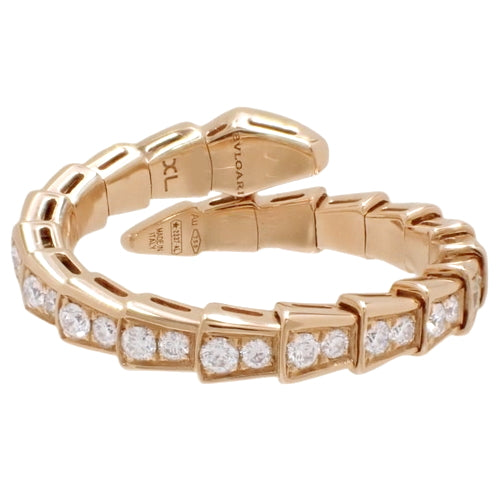 [2022 Warranty] Serpenti Viper Ring with Diamonds, 355975 (Current as of October 2024), 18K Pink Gold, PG, Accessory, Jewelry, Full Diamonds, Size 18 (58)