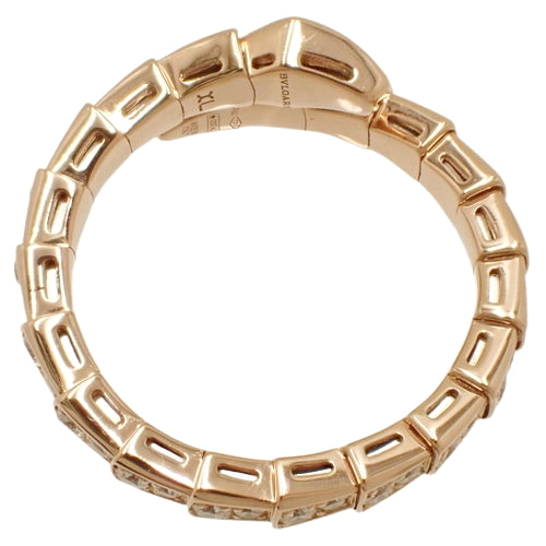 [2022 Warranty] Serpenti Viper Ring with Diamonds, 355975 (Current as of October 2024), 18K Pink Gold, PG, Accessory, Jewelry, Full Diamonds, Size 18 (58)