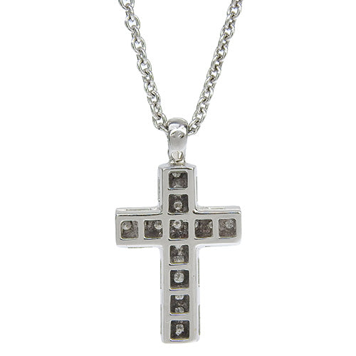 Latin Cross Diamond Necklace in 18K White Gold and WG.