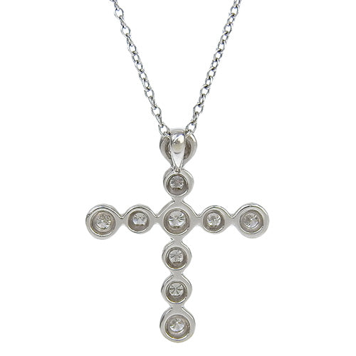 クロス ダイヤモンド ネックレス ダイヤモンド K18 ホワイトゴールド WG アクセサリー ジュエリー 10PD