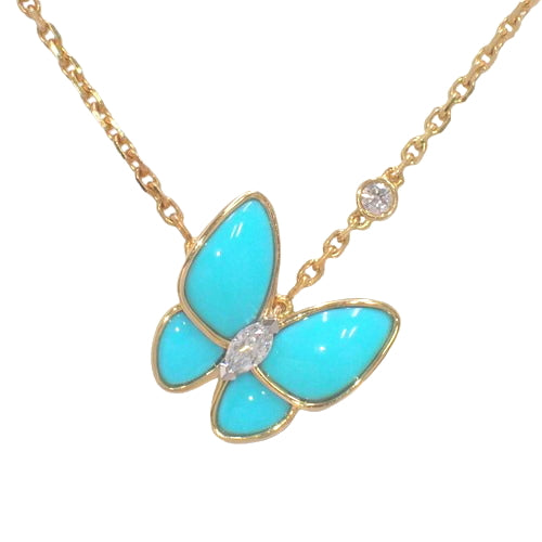 De Papillon Pendant, Turquoise/Diamond, Yellow Gold (K18YG), Accessory, Jewelry, Butterfly, Diamond