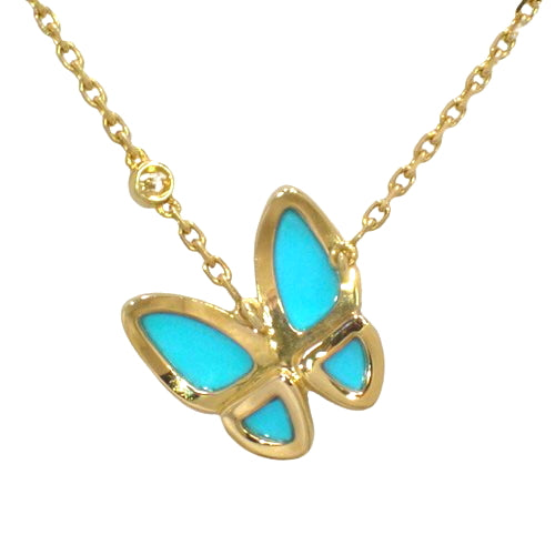 De Papillon Pendant, Turquoise/Diamond, Yellow Gold (K18YG), Accessory, Jewelry, Butterfly, Diamond