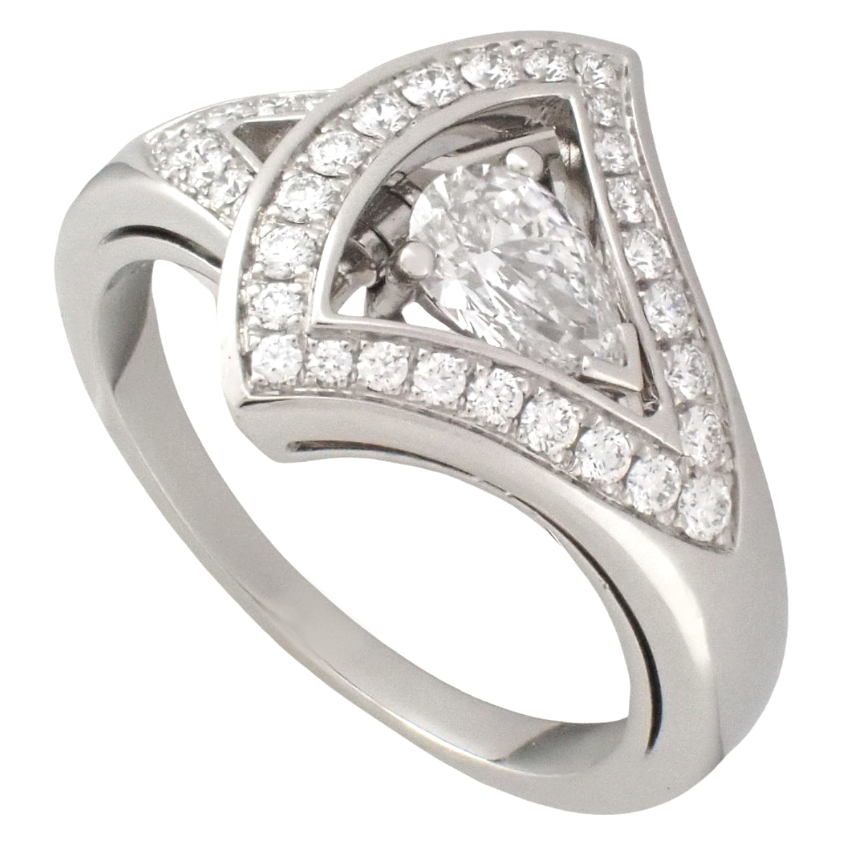 18K 白金和白金 Diva Dream 开口钻石戒指