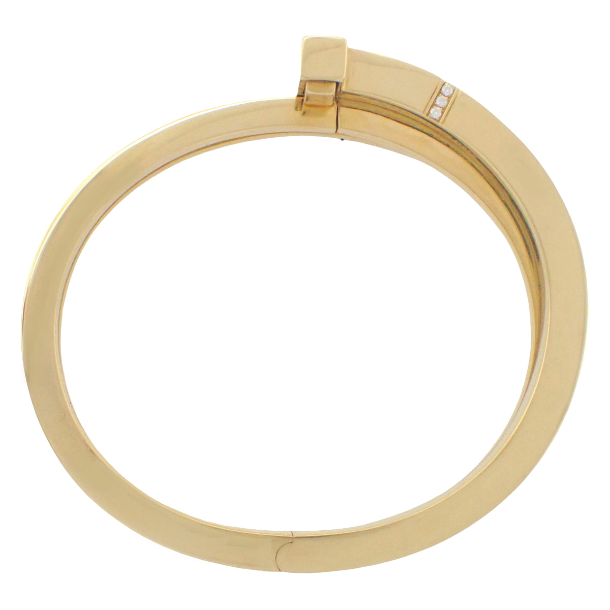 18K 黄金 (YG) 钻石 T 型方形手链