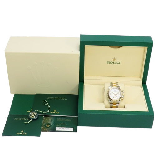 [2022 Warranty] 116503 Cosmograph Daytona Stainless Steel x Yellow Gold Automatic Watch, Random Number, Purchased in January 2022, White, Silver
