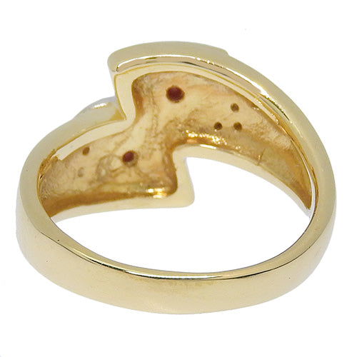 珊瑚钻石戒指 /D0.043 黄金 K18YG 铂金 Pt900 配饰珠宝