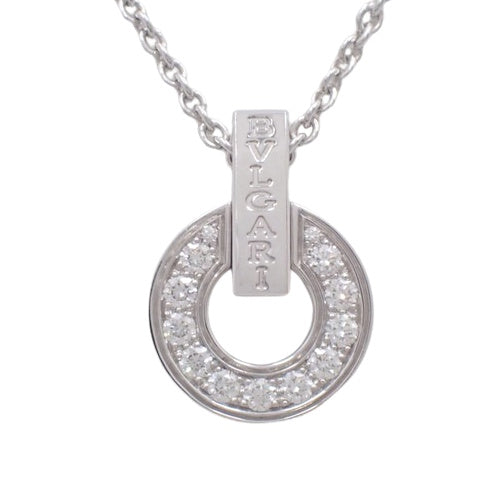 BVLGARI BVLGARI Openwork Necklace with Diamonds, 18K White Gold and WG Pendant, Circle