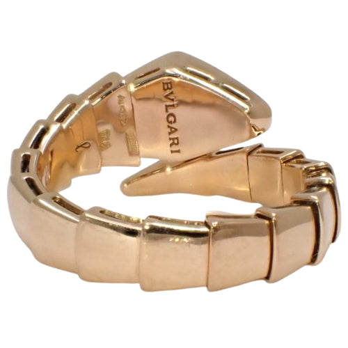 Serpenti Viper Ring with Diamonds, 347719 (current as of December 2024) - 18K Pink Gold, PG, Accessory, Jewelry, Single Coil, Snake Motif, Diamond, Size 17 (57)