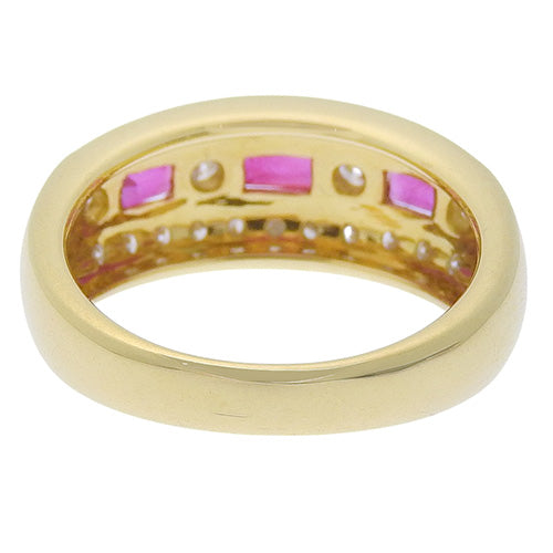 18K 黄金 (YG) 红宝石和钻石戒指 R0.86/D0.63