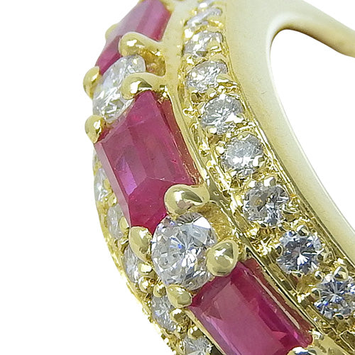 18K 黄金 (YG) 红宝石和钻石戒指 R0.86/D0.63