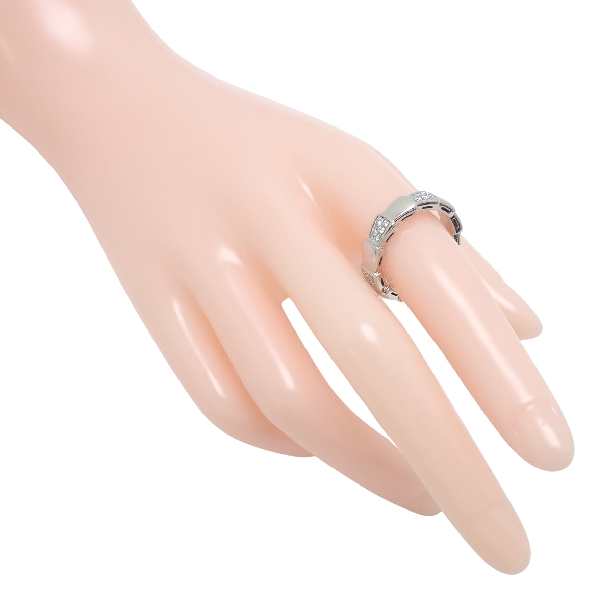Serpenti Viper Ring with Diamonds in 18K White Gold and White Gold