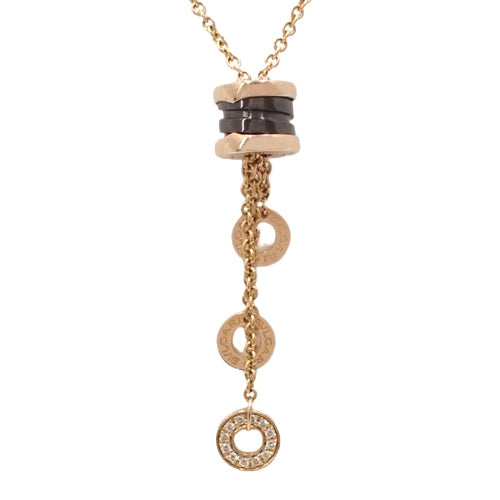 B-zero1 Element Necklace Diamond K18 Pink Gold PG Ceramic B-zero1 Pavé