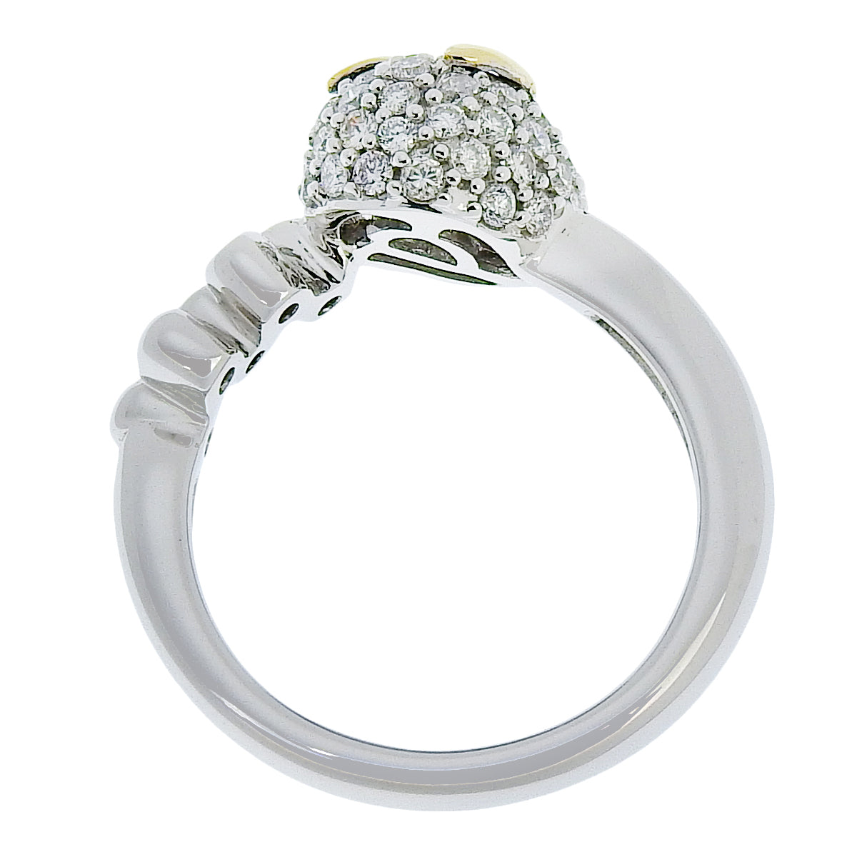 Ruby and Diamond Rabbit Ring, R0.01/D0.37, 18K White Gold (WG) and 18K Yellow Gold (YG), Snow Rabbit Design