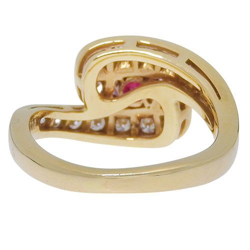 Ruby and Diamond Ring, Ruby/Diamond R0.54/D0.45, 18K Yellow Gold, YG