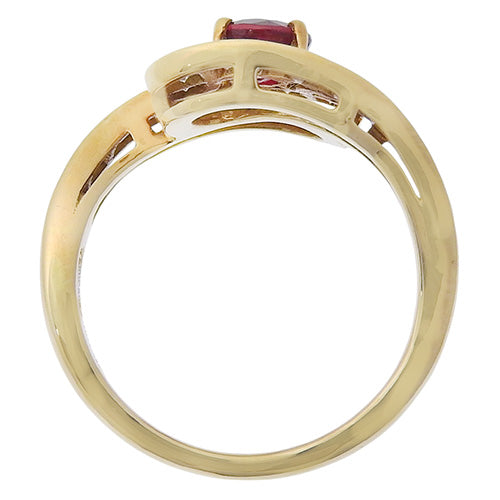 Ruby and Diamond Ring, Ruby/Diamond R0.54/D0.45, 18K Yellow Gold, YG