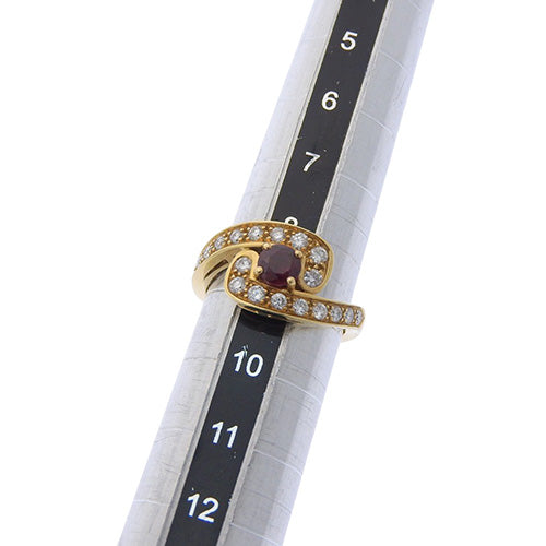 Ruby and Diamond Ring, Ruby/Diamond R0.54/D0.45, 18K Yellow Gold, YG
